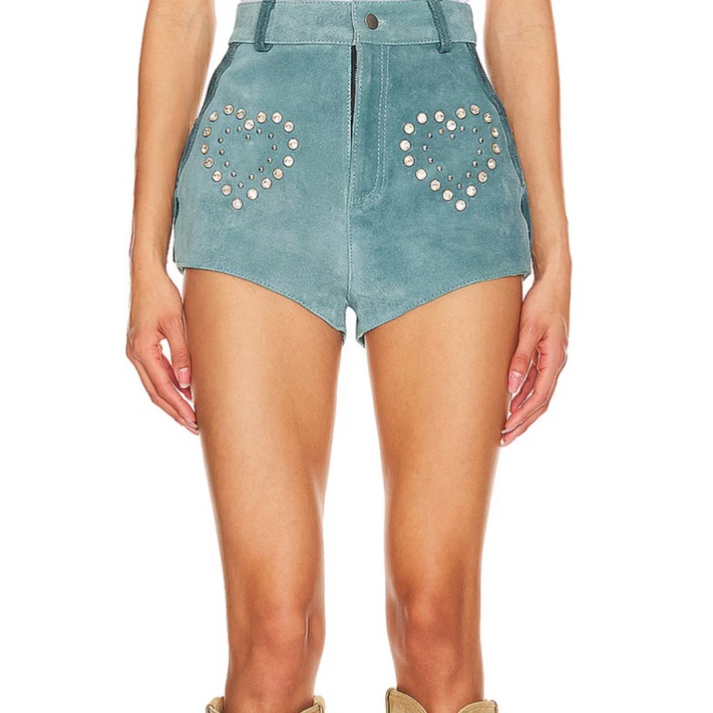 Turquoise High Waist Shorts